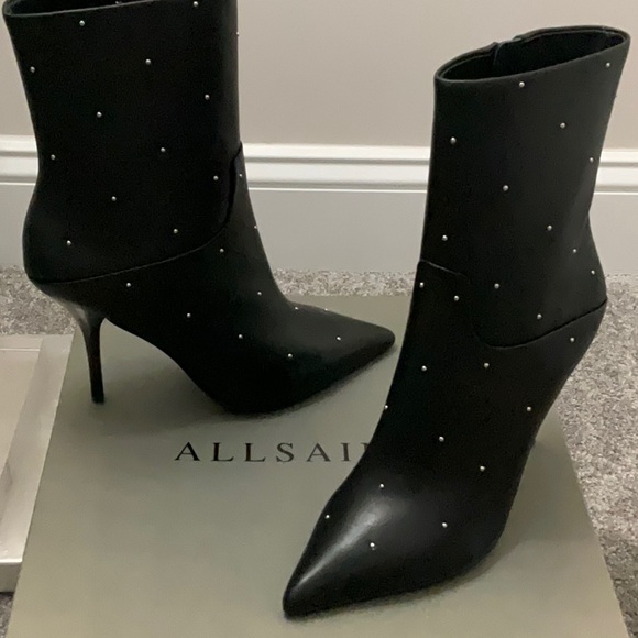 ALLSAINTS black leather Jenna boots - Picture 2 of 9